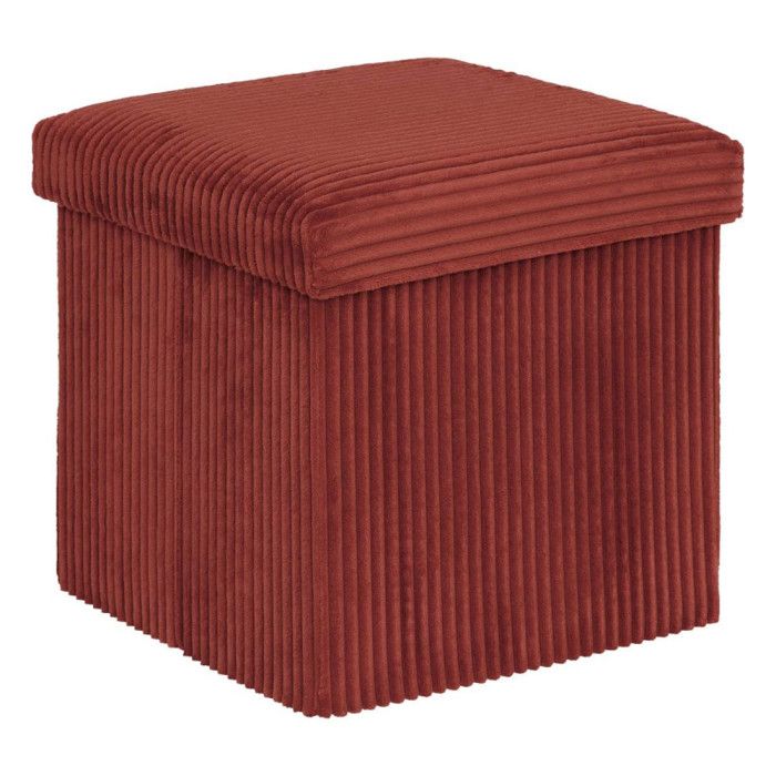 Pouf coffre pliable "Arum" velours côtelé Atmosphera - Ambre -