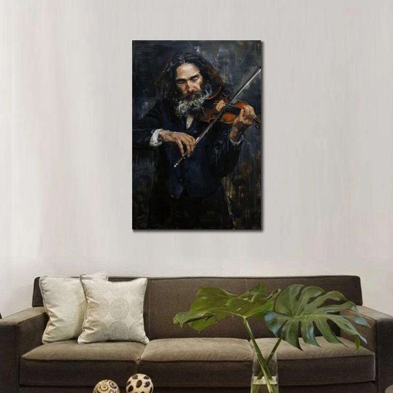 Stampa su Tela Hasidica Arte da Parete Grande Giudaica Uomo Ebreo che Suona Musica Poster HD Immagine Stampata Soggiorno Moderno Decorazione per la Casa