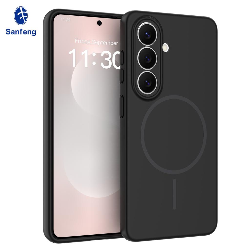 The New Model Is Suitable for Samsung S26 Mobile Phone Case, Magnetic Suction 26Ultra Fine Hole Skin Feel Solid Color S26 Plus Protective Case.