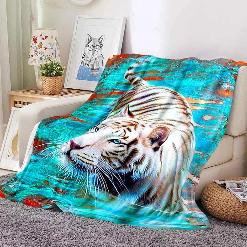 3D Tiger Blanket Super Soft For Spring Autumn Modern Line Art Sherpa Blanket Bedspread Throw Travel Dropship