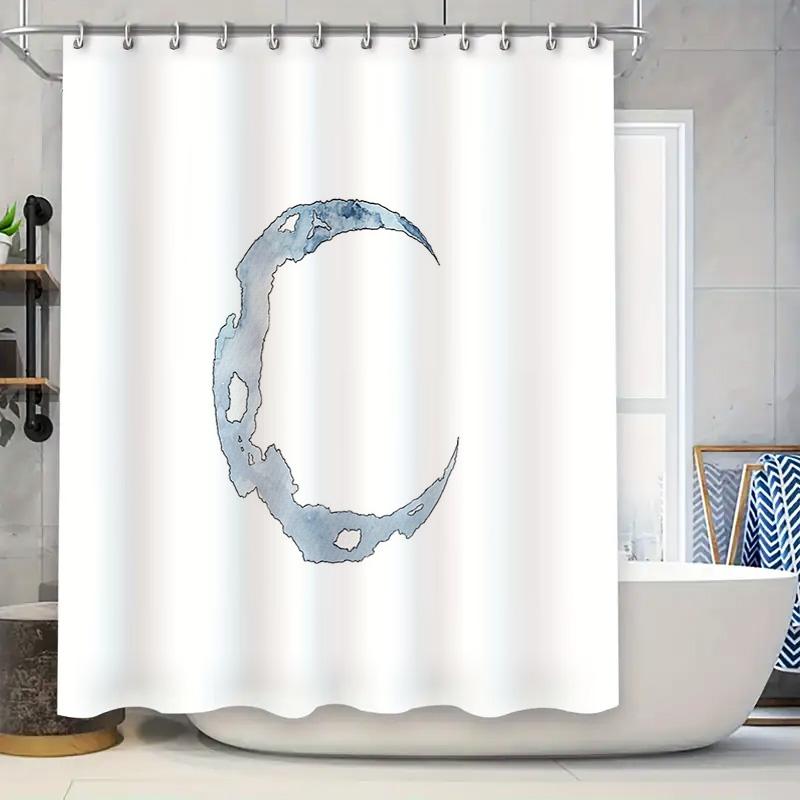 

Moon Shower Curtain Galaxy Space Starry Night Bathroom Decor Blue Celestial Pattern Waterproof Fabric Washable Liner W60H190(CM)-1 Pcs