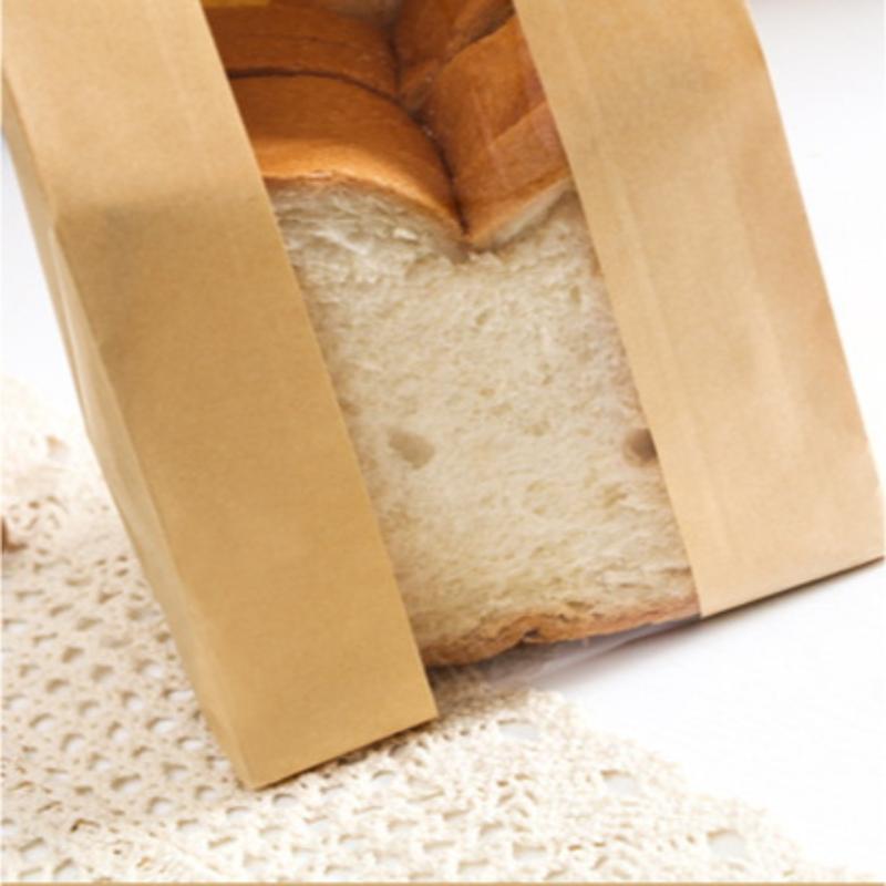 50Pcs Brown Bread Bag With Tin Tie Self Sealing Toast Bread Pastry Packaging Bag