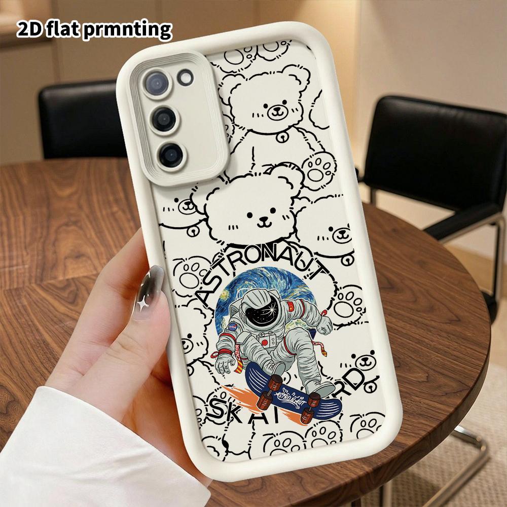 Phone Case: 2D Flat Samsung Galaxy A34 A35 M05 M06 S20 S22 S21 FE Plus 5G Protective Case, Skateboard Astronaut, Christmas and Halloween Gift