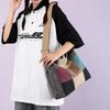 Damen Farbblock Patchwork Canvas Umhängetasche Lässige Schultertasche Mode Outdoor Einkaufen