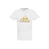 Amerikanisches Vintage Letter Logo Print Atmungsaktives Sportliches Lässiges Kurzarm T-Shirt Herren Oberteile Weiß Gold ADITSG2-WG