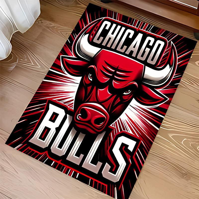 Chicago Bulls logo Print Area Rug-Soft,Washable Non-Slip Indoor Mat Office Chairs,Living Room,Home Office Decorative Rug