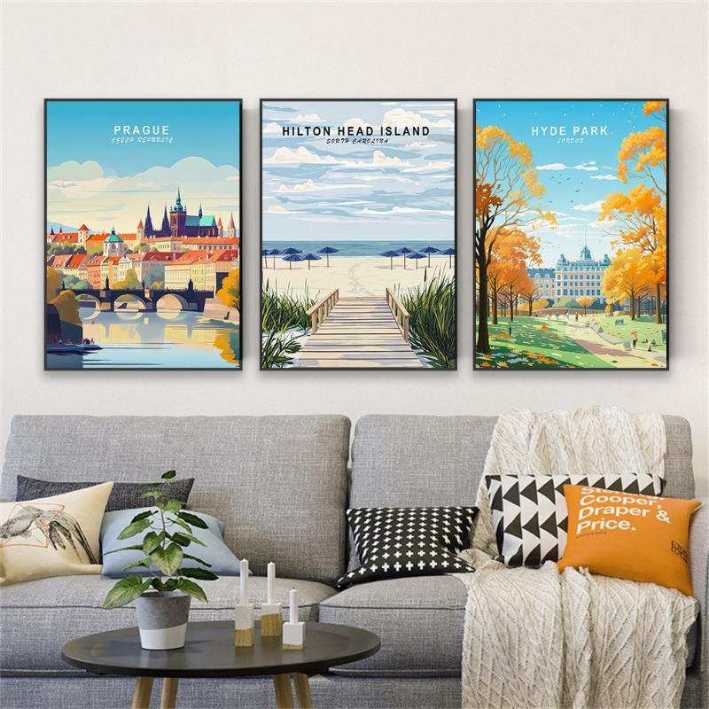 Florence Italy Print Travel Art Poster Italy Sunset Print Cinque Terre Travel Canvas Painting Split Rock Lighthouse Room Decor