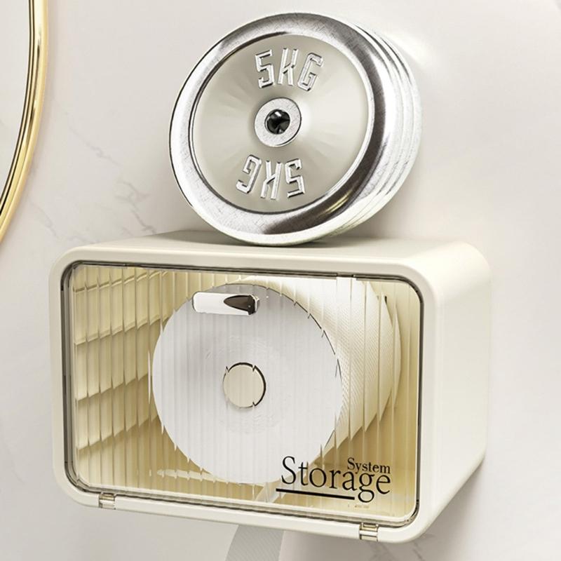 Modern Bathroom Tissue Storage Box Waterproof Adhesive Wall Mount Holds Paper Rolls Washcloths