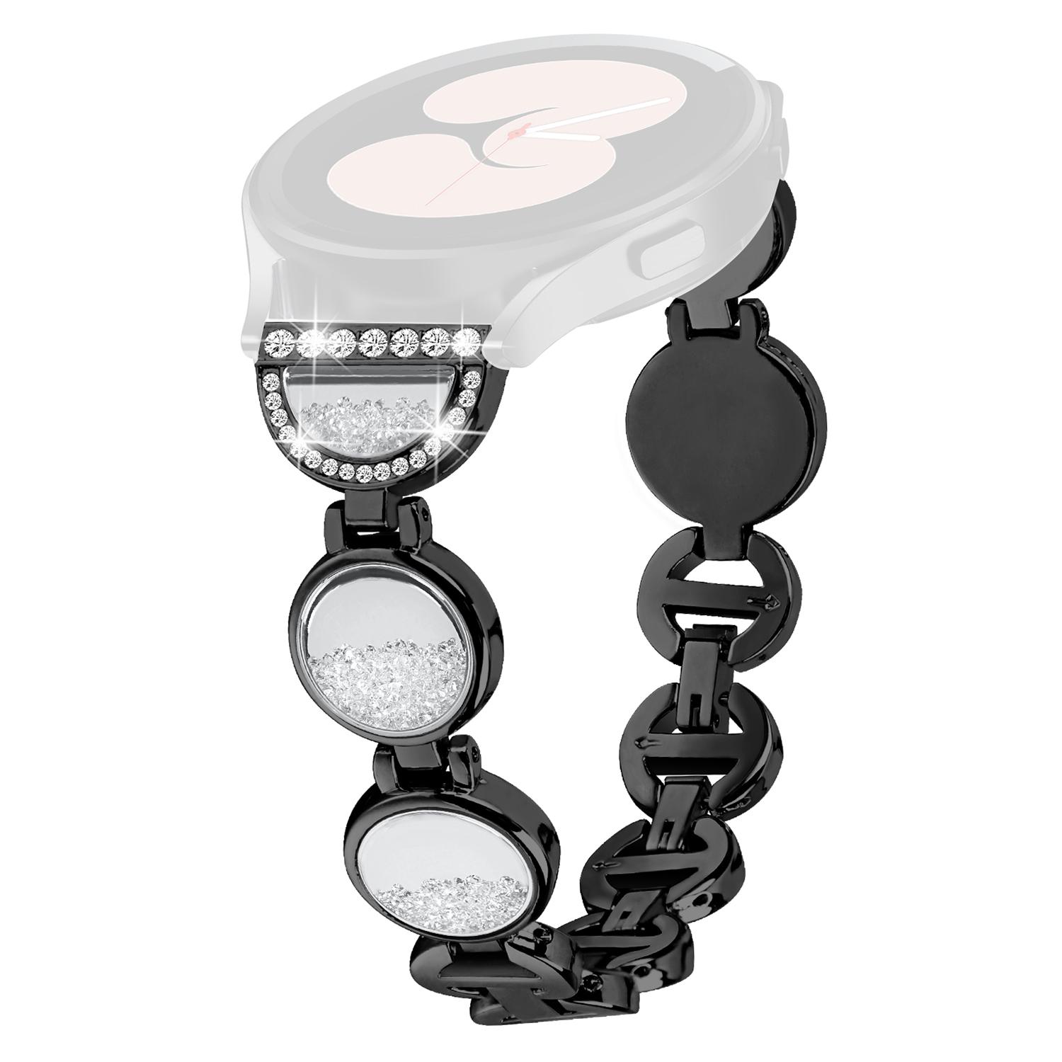 

For Samsung Galaxy Watch4 Active 40mm 44mm/Watch4 Classic 42mm 46mm Watchband 20mm Quicksand Rhinestone Wrist Strap Black