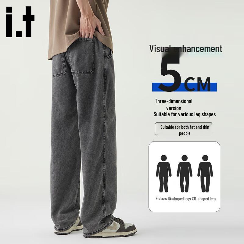 :CHOCOOLATEit Men's Vintage Washed Loose Wide-Leg Jeans