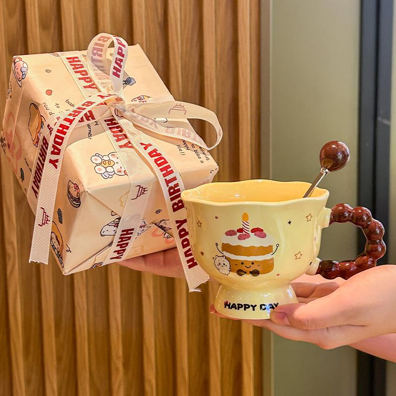 Super roztomilý chlebový hrnek dívčí domácí pitný hrnek kancelářský keramický hrnek snídaňový hrnek dárek k narozeninám