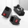 5/20Pcs AC Power Plug Socket Rocker Switch IEC 320 C13 C14 3Pin Male Female Electrical Connector with 250V 10A Fuse and Red Lamp