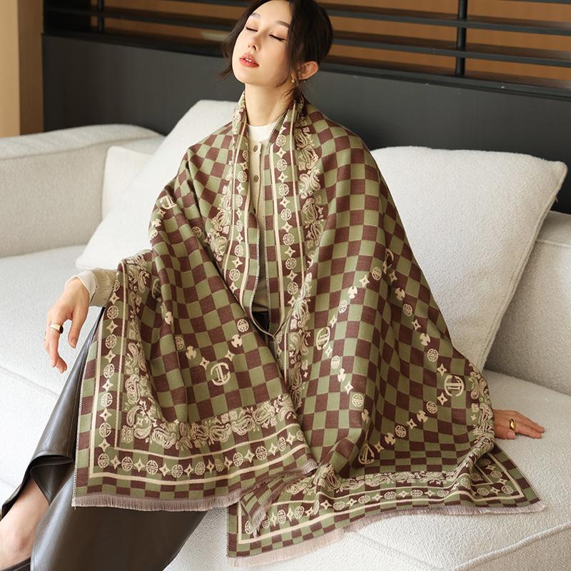 65 * 190cm Autumn And Winter New Women'S Solid Color Versatile Simple Tassel Imitation Cashmere Double-Sided Scarf Warm Scarf Atmosphere Shawl