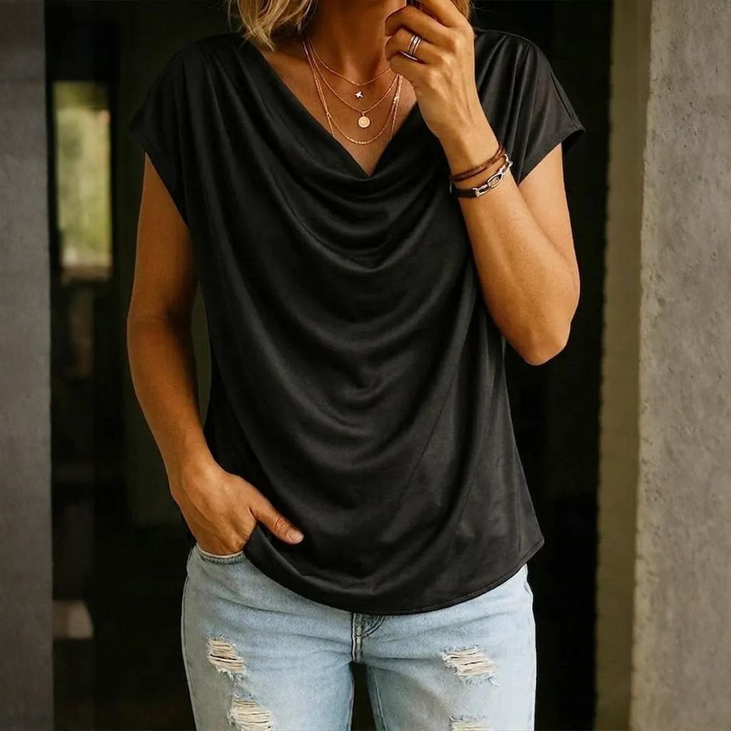 Lässiges und modisches Damen-T-Shirt mit V-Ausschnitt und kurzen Ärmeln