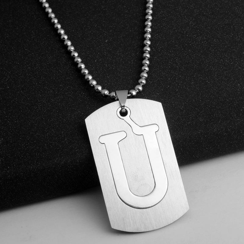 HNSP Stainless Steel Initials Pendant Chain Necklace For Men Women 26 Letter Name Accessories