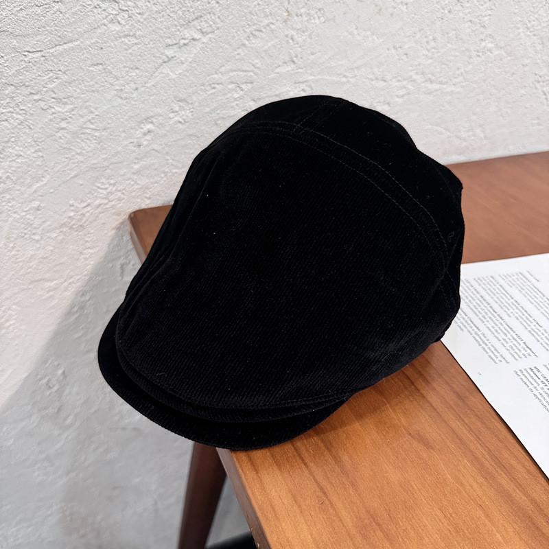 Classic Solid Corduroy Color Beret Cap With Warmth Sunshade For Winter Gift