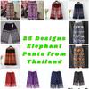 Long Loose Leg Elephant Pants Adjustable Elastic Waistband Strap Women Men Unisex Print Thailand Casual Streetwear Beach Summer Bohemian Retro Vintage