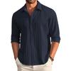Deemoon Men' Casual Button Down Shirts Long Sleeve Linen Shirt Fashion Textured Beach Summer Shirt