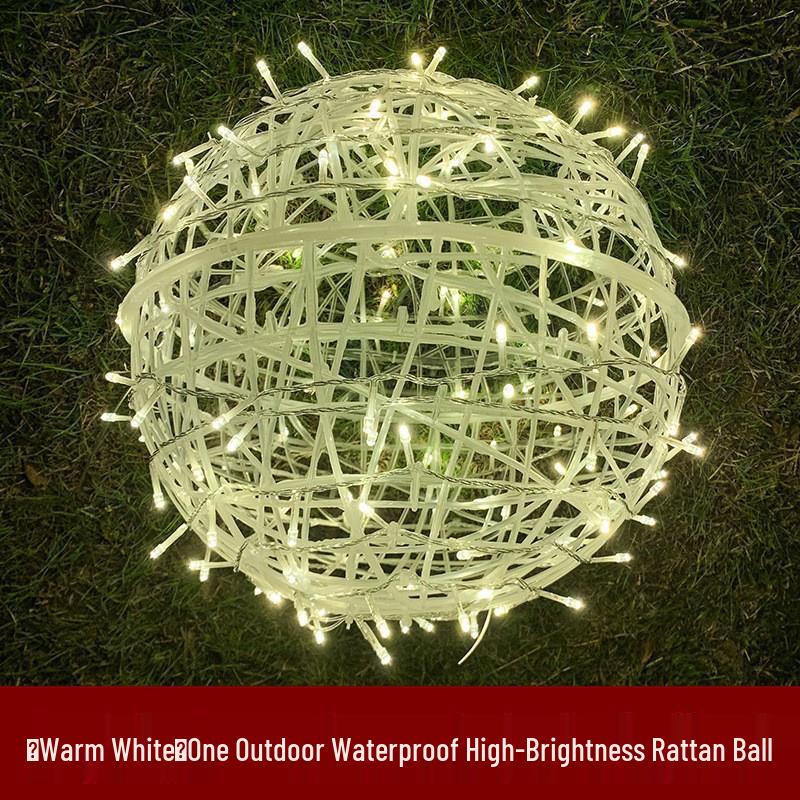 LED Rattan Ball Waterproof Outdoor Hanging Lights - Starry Sky Flashing Festival Decoration