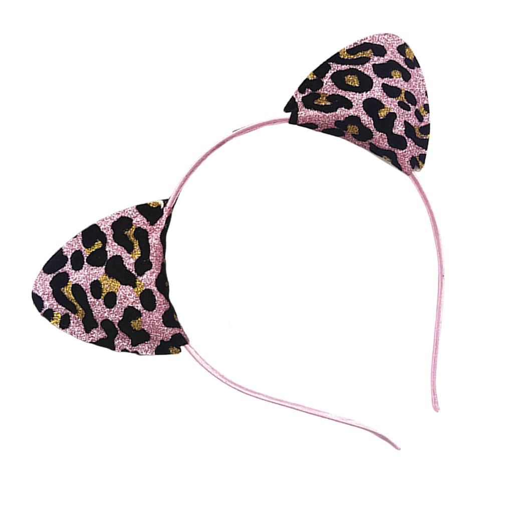 Leopard Pattern Cats Ear Headband for Women and Girl Costume Hairhoop Music Festival Holiday Party Gathering Hairband