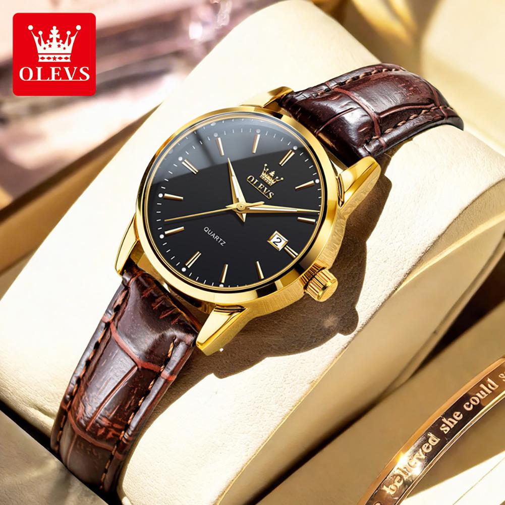 OLEVS Brand New Fashion Womens Watches Top Brand Luxury Leather Waterproof Date Quartz Watch for Women Clock Relogio Feminino