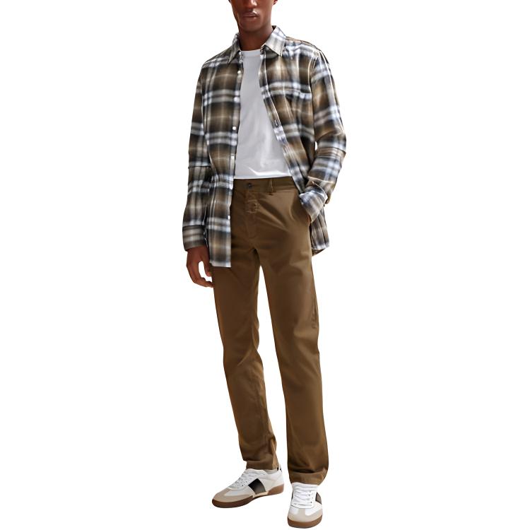 HUGO BOSS Slim Fit Chinos In Stretch Cotton Satin Casual Pants Men's Brown 50510933-368