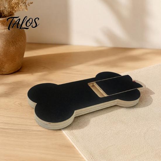 Interactive Pet Grooming Tool Dog Scratch Board with Treat Box, Wooden Nail File Board, Bone Pad Shaped Pad, Grinder Alternative for Large Medium