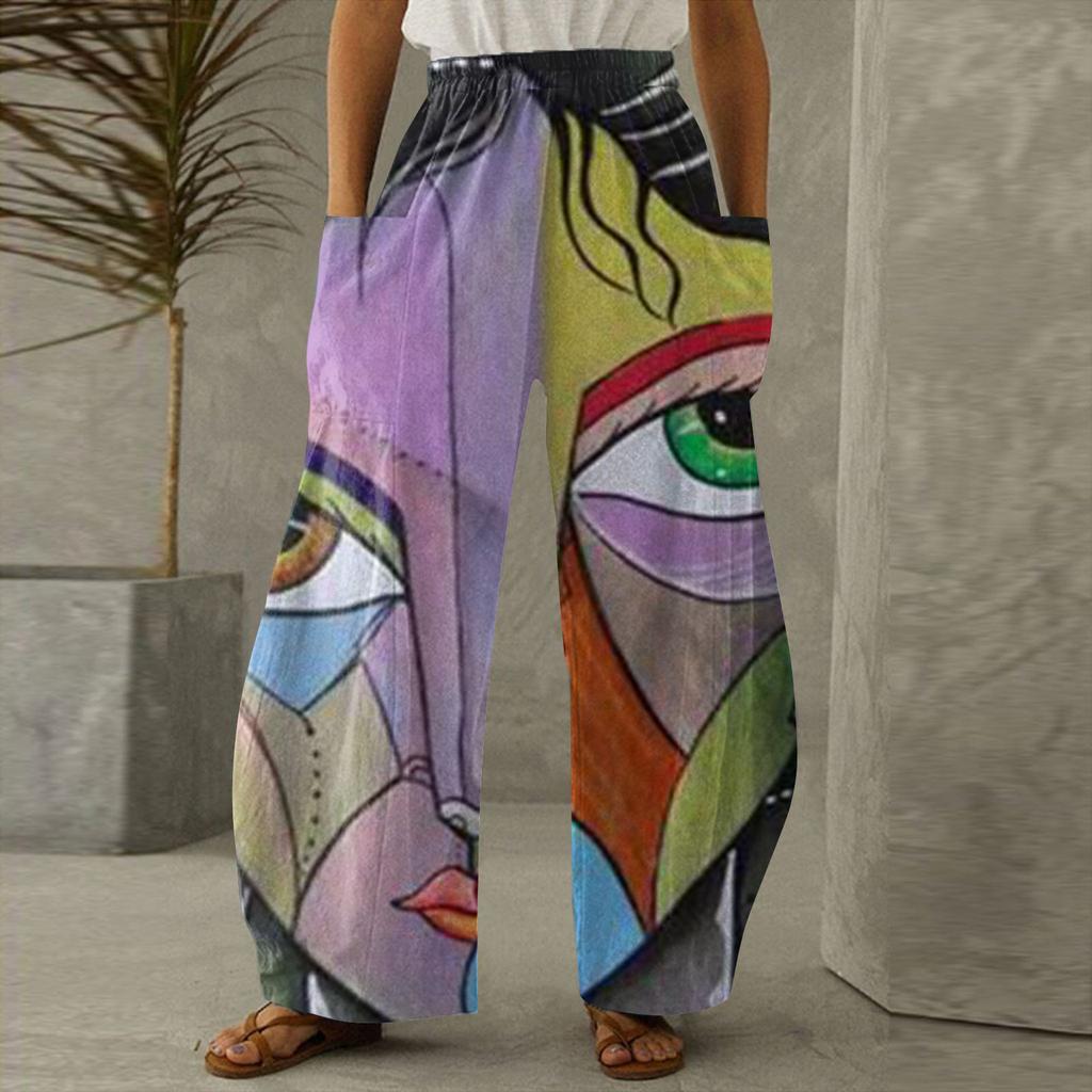 Women's  Print Casual Straight Leg Loose Wide Leg Large Size Trousers