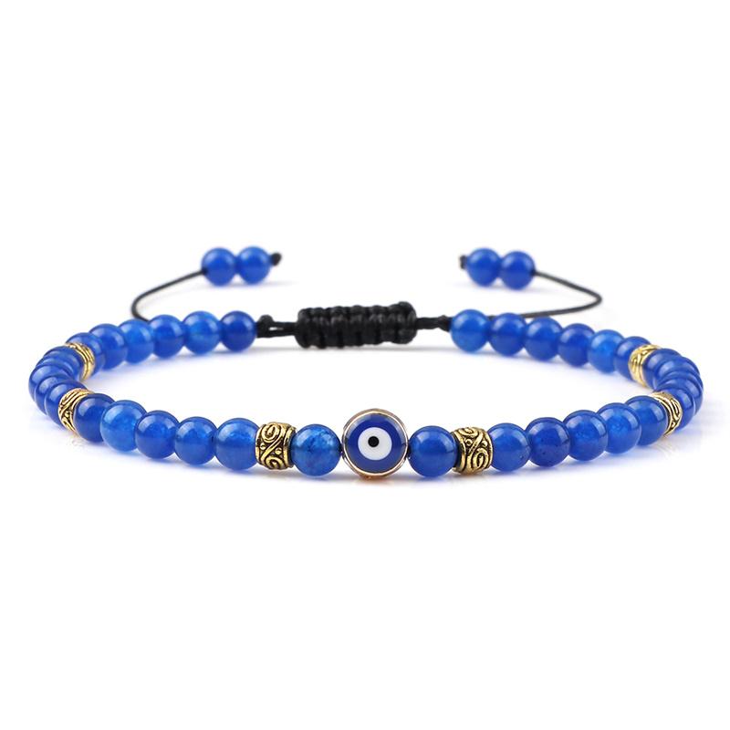 Lucky Evil Eye Bracelet Men Natural Stone 4mm Tiger Eye Lava Agates Beads Adjustable Braided Bracelets&Bangles Jewelry for Women