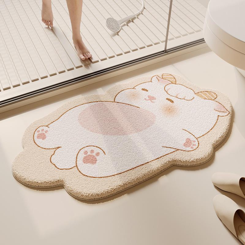 Cute Entrance Door Mat Bathroom Anti Slip Carpet Dirt Resistant and Wear-resistant Foot Pad