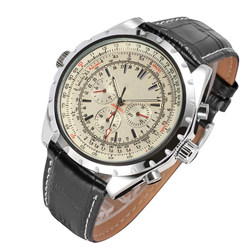 Men S Automatic Mechanical Watch with Leather Strap Fashion Wristwatch Calendar Date Display