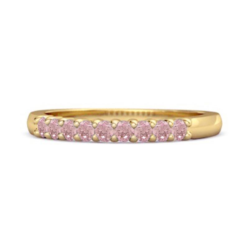 

Pink CZ Round Half Eternity Women Wedding Ring - 925 Sterling Silver Gold Vermeil 9 золотий/жовтий