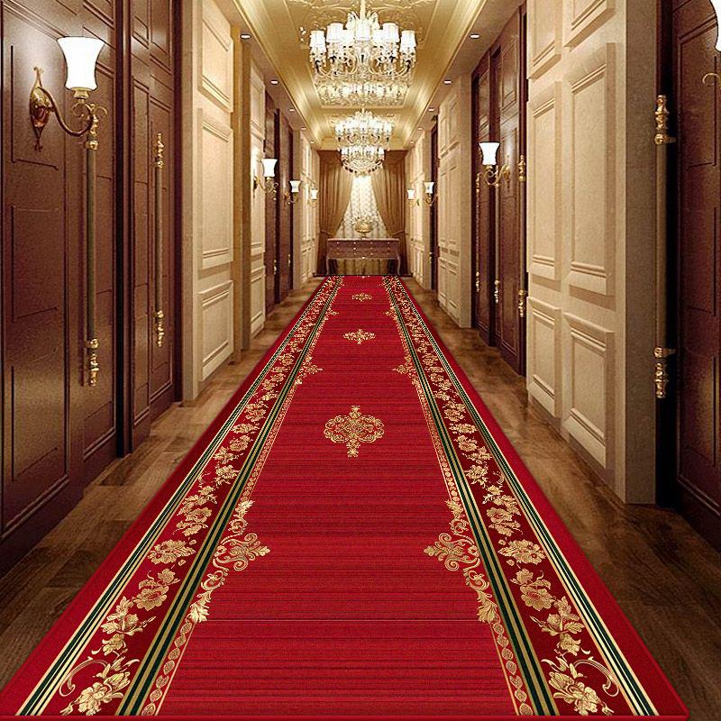 Senior Home Corridor Decoration Carpet Luxury Foldable Wedding Lobby Entryway Red Long Rug Hotel Hallway Non-slip Mat Easy Clean