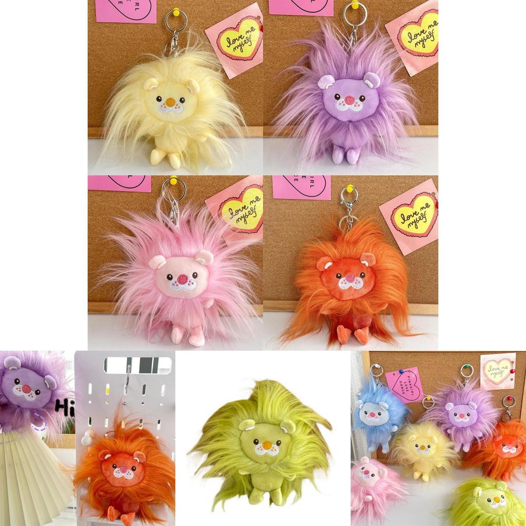 Creative Fluffy Lion Plush Keychain Fun Long-hair Monster Car Pendant Wholesale