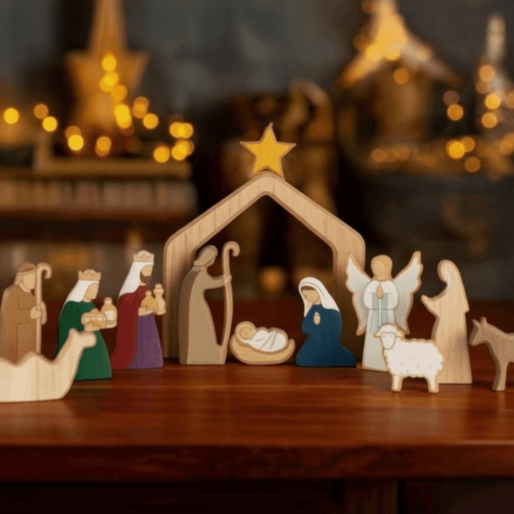 Mini Nativity Scene Decorations Stable Wooden Nativity Scene Set Nativity Scene Table Centerpiece