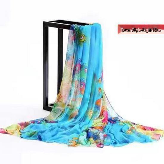 Women's Lightweight Silk Scarf - Spring/Fall Sun Protection, Extra Large Beach Towel & Dance Wrap