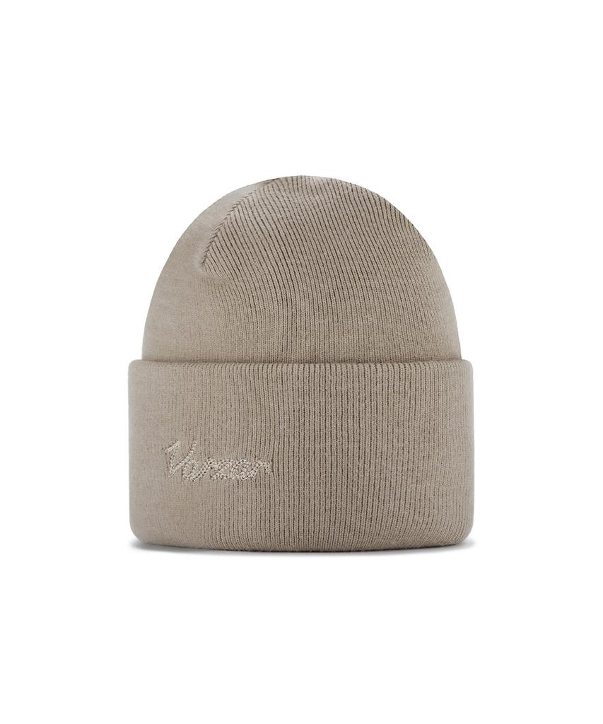 Bajal Chain Logo Balloon Beanie Beige