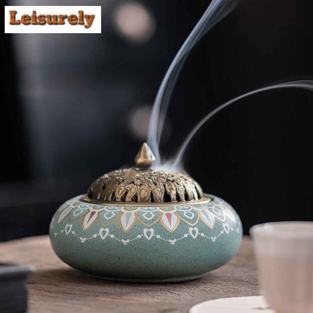 Colour Enamels Plate Incense Burner Home Indoor Aromatherapy Furnace Tea Ceremony Incense Ornament Short Ai Zhu Incense Box