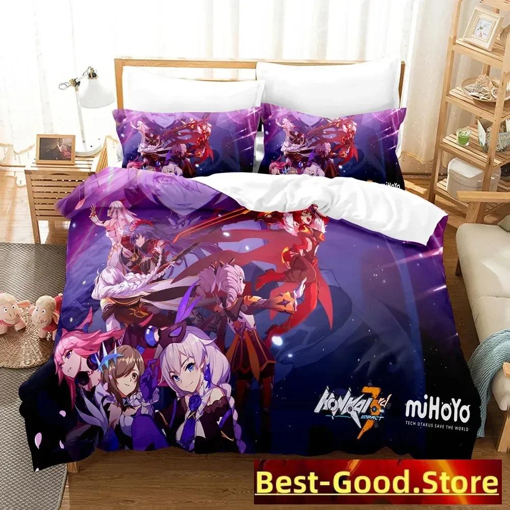 Honkai Impact 3 Bettwäscheset Einzelbett Twin Full Queen King Size Spiel Anime Bettset Aldult Kind Schlafzimmer Bettbezugsets 3D Druck 013