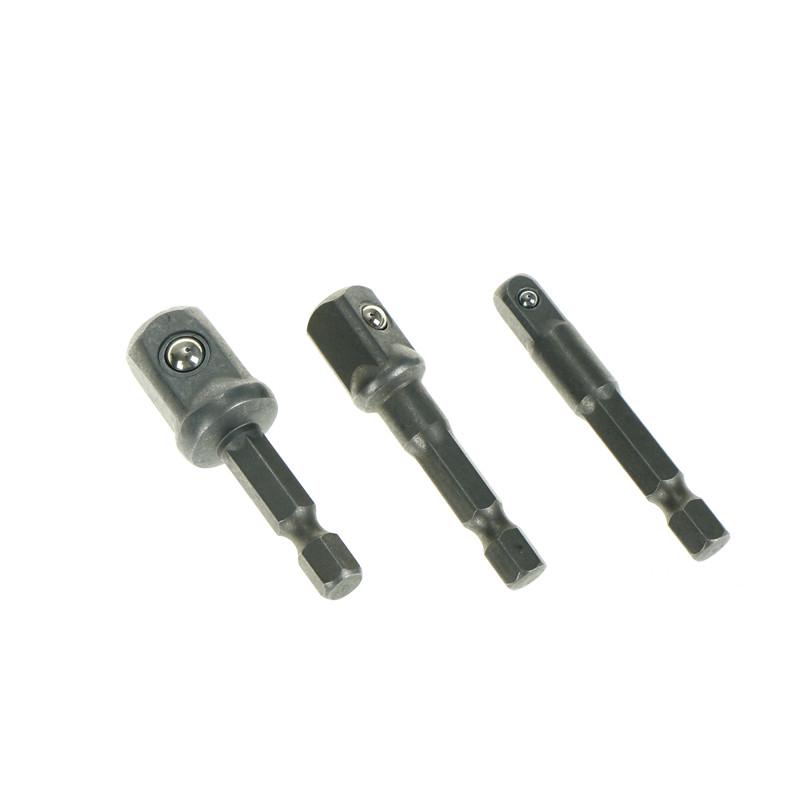 1Socket Adapter Drill Bits Set Hex Shank 1/4" 3/8" 1/2" 3Pcs Impact Driver Tool