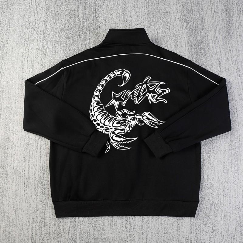 Mens Casual Stand Collar Zip Jacket Set Hip Hop Style Printed Loose Fit Teens