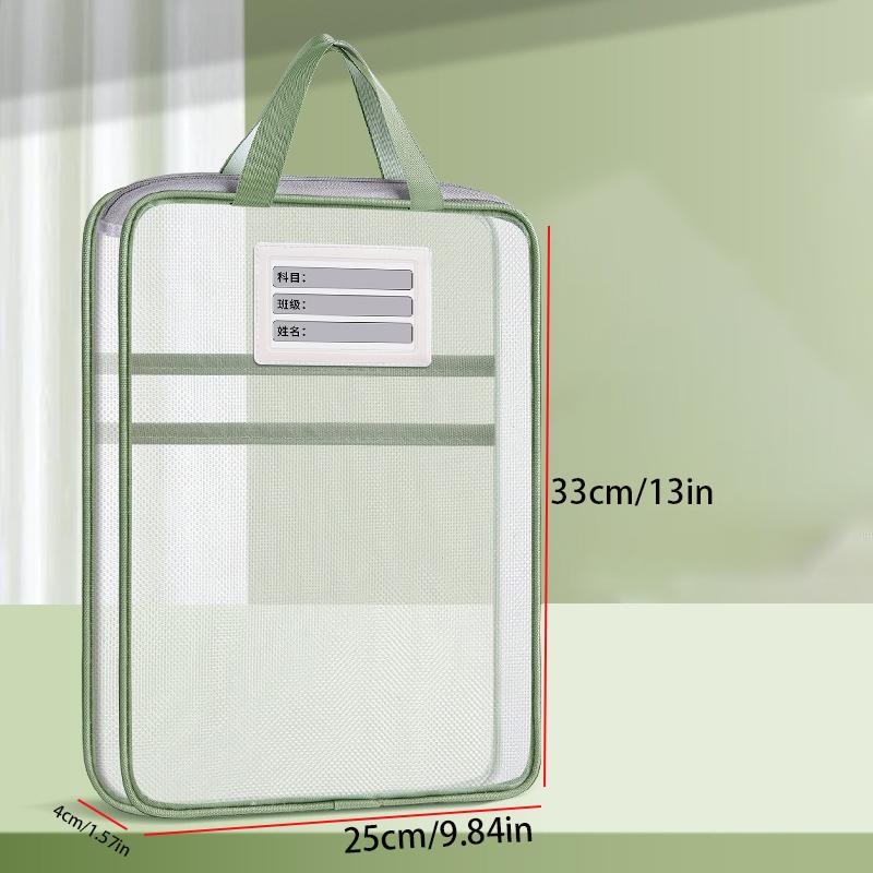 A4 Stationery Storage Bag Double-layer Mesh Zipper Bag Large Capacity Organizer Folders School Office Supplies Stationary Bag
