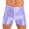 Men Glossy Mid Waist Shorts Elastic Waistband Short Leggings for Yoga Swimwear Sportswear Sleepwear