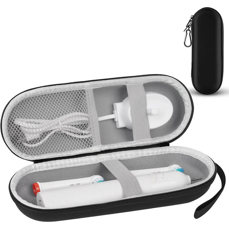 Portable Travel Toothbrush Case Protective Holder Toothbrush Case Charger Storage Box with Mesh Pocket