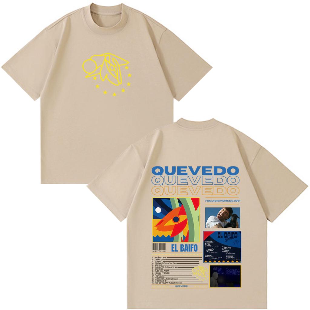 Quevedo El Baifo Album 2026 Tour Print T Shirt Unisex Unisex Fashion Clothing Tshirt Shortsleeved Cotton Loose Oversized Tshirts