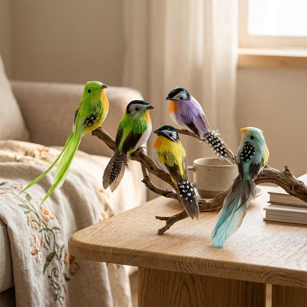 1 Pair Long Tail Artificial Feather Bird Ornament Foam Bird Figurines Wedding Festive