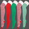 NEW Polyester Cotton Over Knee High Socks Multi-color Slim Christmas Hosiery Striped Long Socks Women