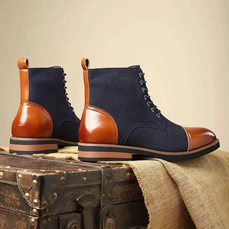 Luxury Men's Shoes High Quality Suede Leather Boots Classic Business Dress Boots for Men Lace Up Ankle Booties Botas Para Hombre