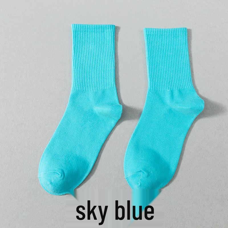Zhuji Women's Colorful Mid-Calf Socks - Fashionable Candy Colors for Spring & Autumn, Versatile Japanese Style Trendy Solid Socks