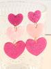 1 Pair Pink Heart Shape Earrings Women Layered…